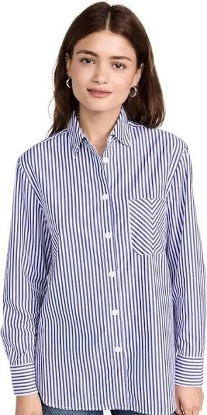 rag & bone Blue/White Striped Slim Fit Long Sleeve Button-Up Shirt Size M - NWT